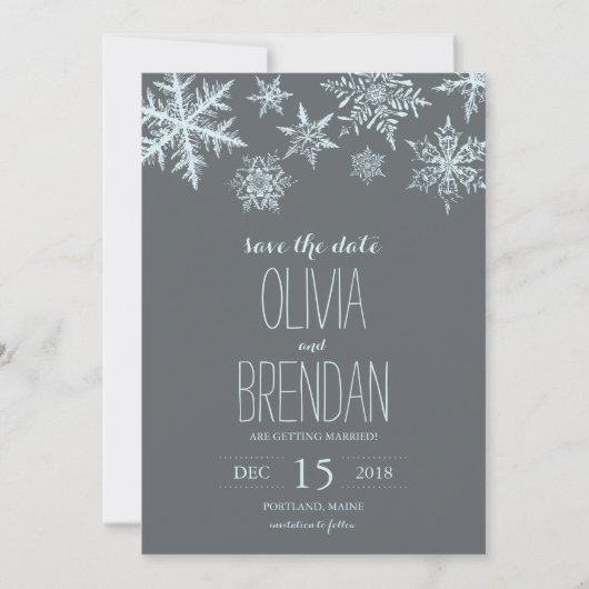 Save The Date Flocons de neige de gel hivernal | Sauvegarder la (Devant)