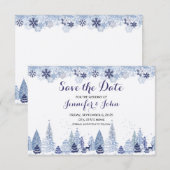 Save The Date Flocons de neige rustiques Mariage d'hiver (Devant / Derrière)
