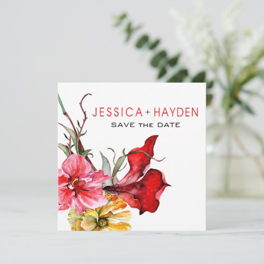 Save The Date Flora Botanica Fleurs d'aquarelle Enregistrer la d (Debout devant)