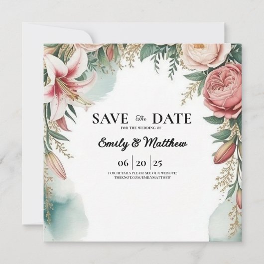 Save The Date Floral Arch Designer Enregistrer La Date (Devant)