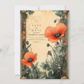 Save The Date Floral Art Nouveau Mariage de pavot (Devant)