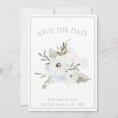 Save The Date Floral blanc d'hiver et Mariage de Noël Taupe (Devant)