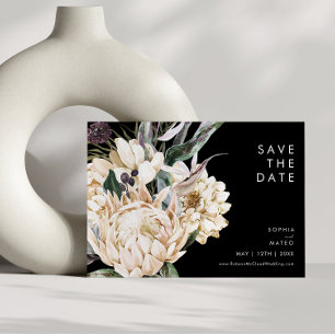 Save The Date Floral blanc   Noir Horizontal Enregistrer La Date