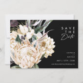 Save The Date Floral blanc | Noir Horizontal Enregistrer La Date (Devant)