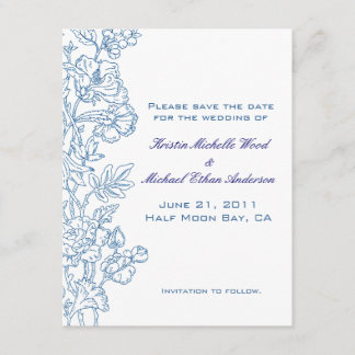 Save The Date Floral blanc/turquoise Enregistrer la date