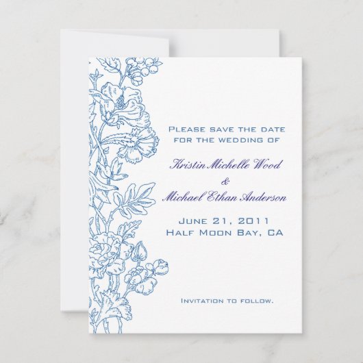 Save The Date Floral blanc/turquoise Enregistrer la date (Devant)