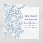Save The Date Floral blanc/turquoise Enregistrer la date (Devant / Derrière)
