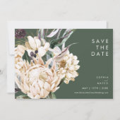 Save The Date Floral blanc | Vert foncé Horizontal Enregistrer L (Devant)