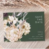 Save The Date Floral blanc | Vert foncé Horizontal Enregistrer L