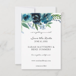Save The Date Floral bleu Dusty 2 et votre photo
