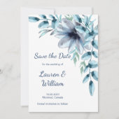 Save The Date Floral bleu poussiéreux (Devant)