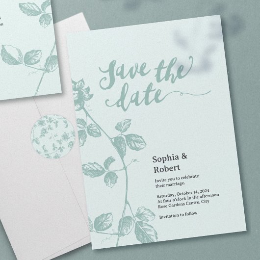 Save The Date Floral bleu rustique