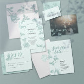 Save The Date Floral bleu rustique