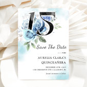 Save The Date Floral bleu rustique Quinceanera 15e anniversaire