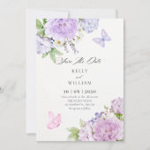 Save The Date Floral bloom butterflies wedding (Devant)