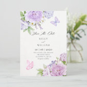 Save The Date Floral bloom butterflies wedding (Debout devant)