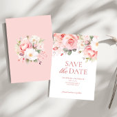 Save The Date Floral Blush Mariage rose