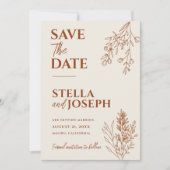 Save The Date Floral Boho Beige Terracotta Herbal Mariage modern (Devant)