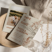 Save The Date Floral Boho Beige Terracotta Terme Mariage moderne