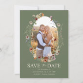 Save The Date Floral Boho Vert Enregistrer La Date (Devant)