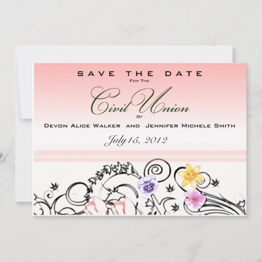 Save The Date Floral Bouquet Union civile Enregistrer la date In (Devant)