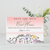 Save The Date Floral Bouquet Union civile Enregistrer la date In (Debout devant)