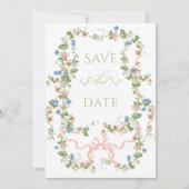 Save The Date Floral Bow Garden Rustique Élégant Mariage photo (Devant)