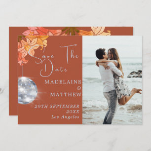 Save The Date Floral Burnt Orange Disco Enregistrer La Date Mari