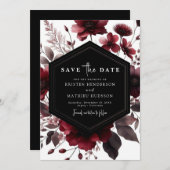 Save The Date Floral Chic Bourgogne Mariage (Devant / Derrière)