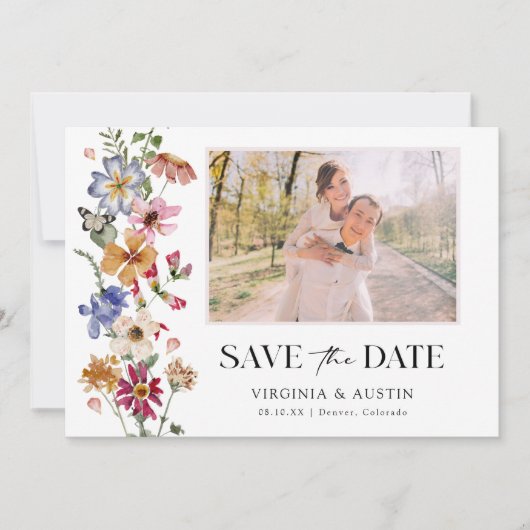 Save The Date Floral coloré (Devant)