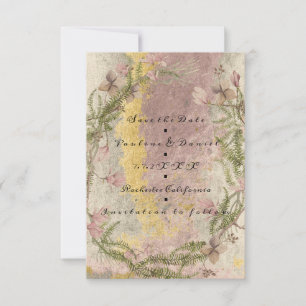 Save the Date Floral Cottage Linnen Mint Roze Goud