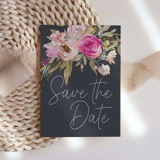 Save The Date Floral de Charbon rose roux