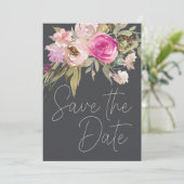 Save The Date Floral de Charbon rose roux (Debout devant)