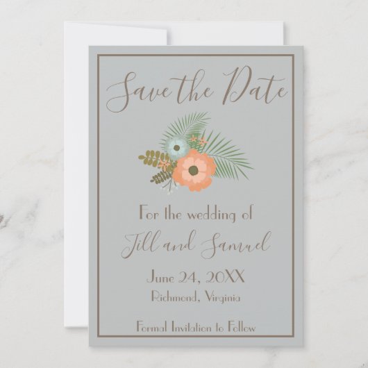 Save The Date Floral de haute qualité (Devant)