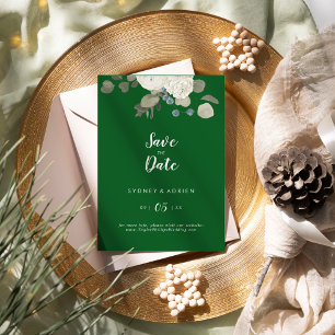 Save The Date Floral d'hiver   Mariage Vert Enregistrer La Date