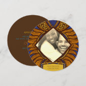 Save The Date Floral d'or bleu Ankara africaine Enregistrer la d (Devant / Derrière)