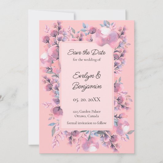 Save The Date Floral Dusty Rose (Devant)