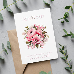Save The Date Floral Dusty rose Fleur sauvage Jardin d'été maria