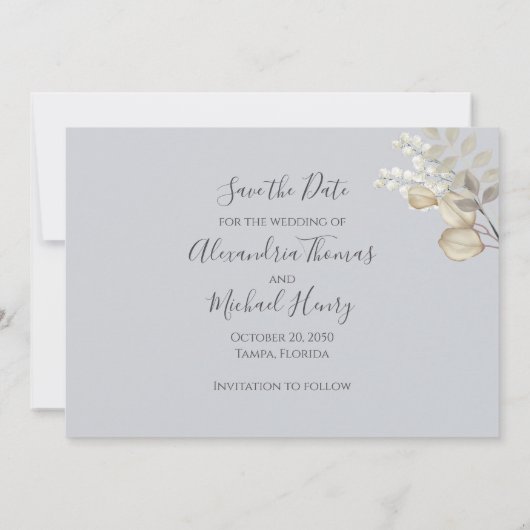 Save The Date Floral Elegant Enregistrer la date Mariage Photo (Dos)