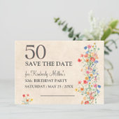 Save The Date Floral élégant fleur 50e anniversaire 50 ans (Debout devant)