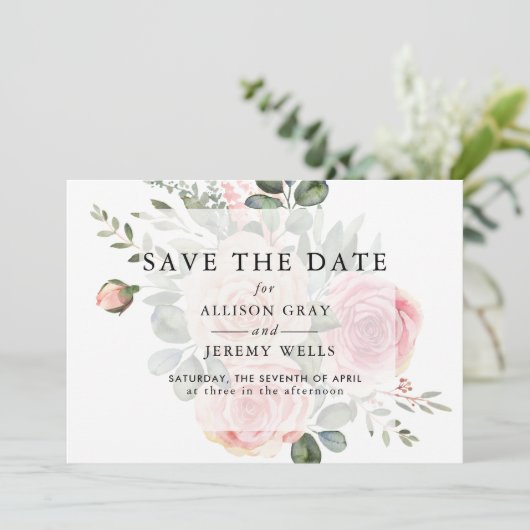 Save The Date Floral Enregistrer la date (Debout devant)