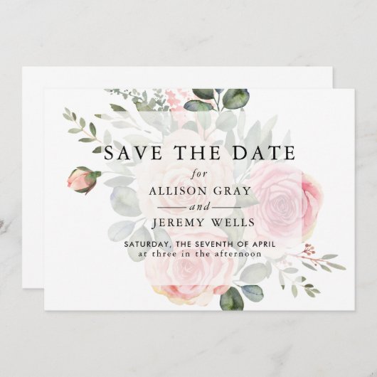 Save The Date Floral Enregistrer la date (Devant / Derrière)