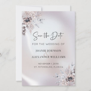 Save The Date Floral Eucalyptus Luxe Pearl Mariage