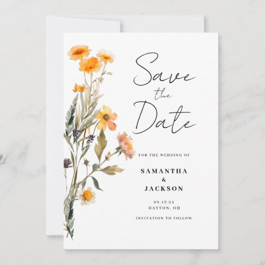 Save The Date Floral Fleur sauvage Appartement Enregistrer La Ca (Devant)