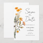Save The Date Floral Fleur sauvage Appartement Enregistrer La Ca (Devant / Derrière)