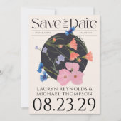 Save The Date Floral Fleur sauvage circulaire unique d'inspirati (Devant)