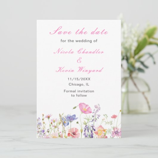 Save The Date Floral fleur sauvage Spring (Debout devant)