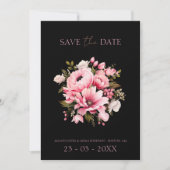 Save The Date Floral Fleurs roses noires foncé Mariage esthétiqu (Devant)