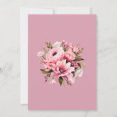 Save The Date Floral Fleurs roses noires foncé Mariage esthétiqu (Dos)