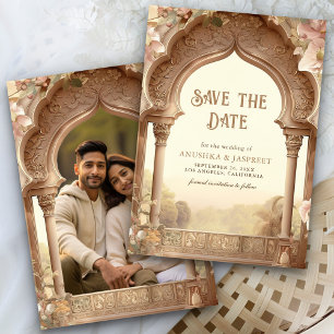 Save The Date Floral Garden Indian Palace Arch Mariage Photo